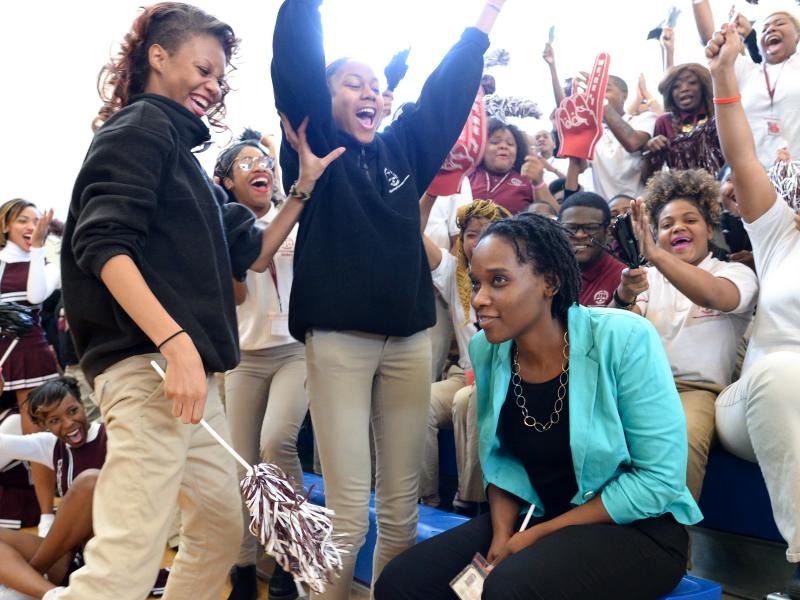 Students cheer for Kena Allison Students cheer for Kena Allison
