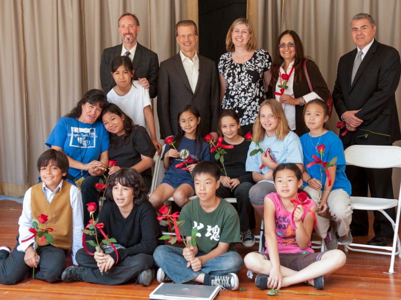 Lowell Milken Joins Students on Stage