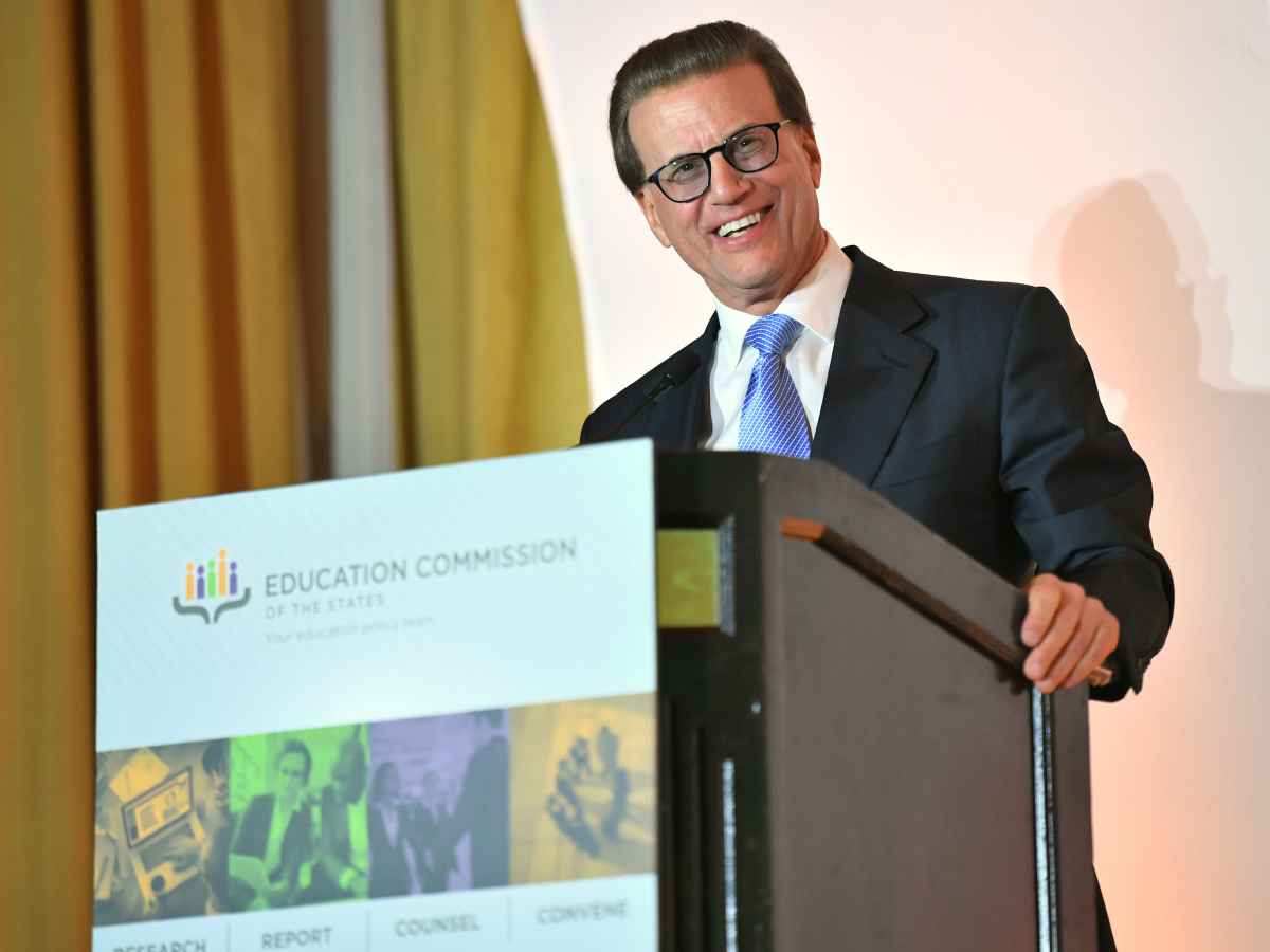 Lowell Milken accepting ECS award 1 1200w